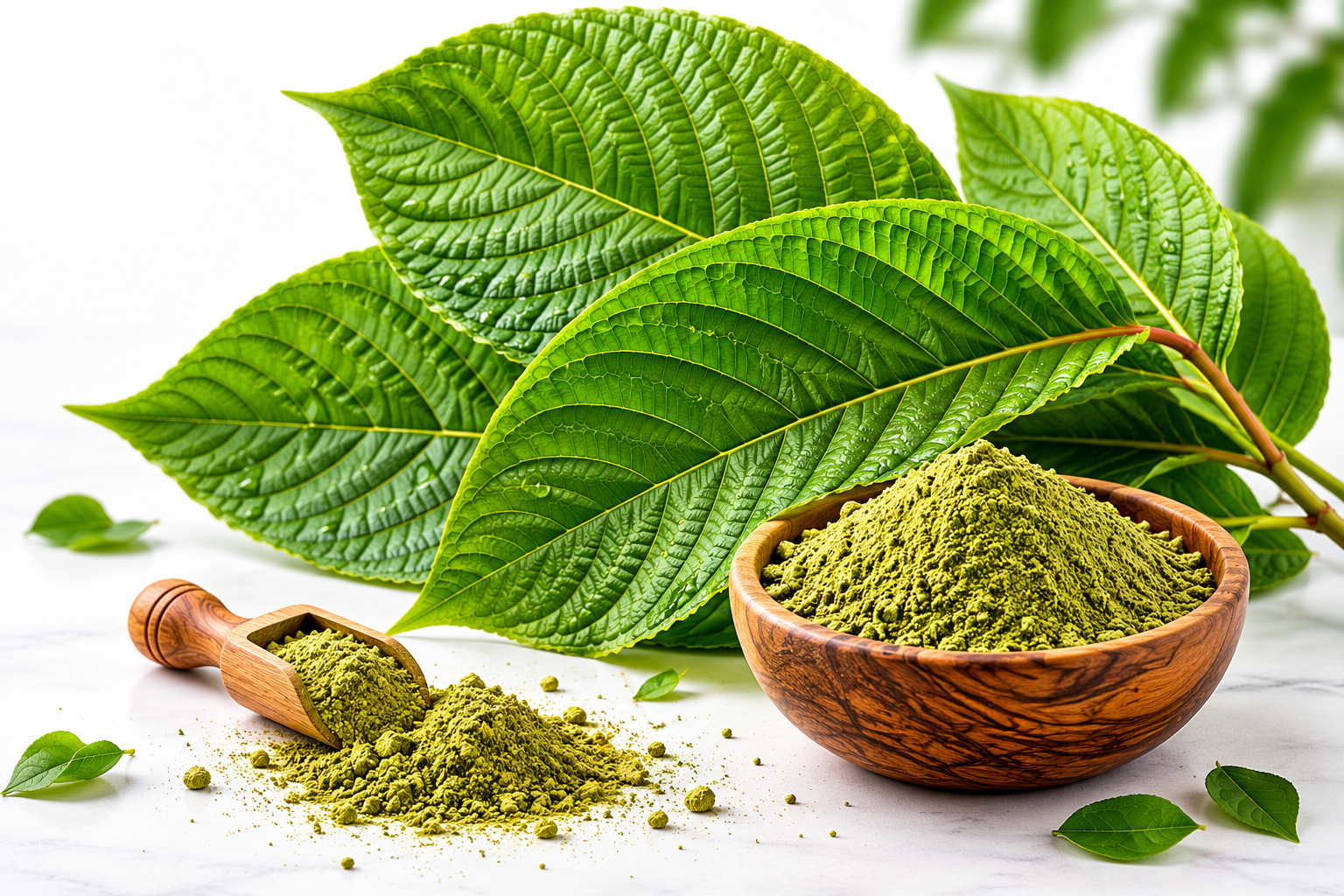 Listy a prášek kratomu